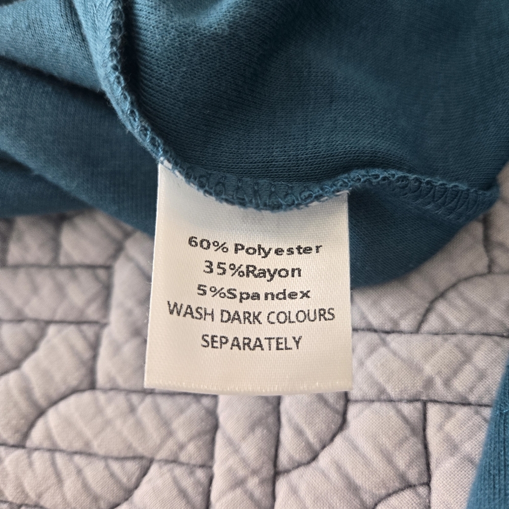 OFEEFAN Teal Long Sleeve Warm, Soft Large dressy casual Tunic length Blouse NWOT - Picture 7 of 8